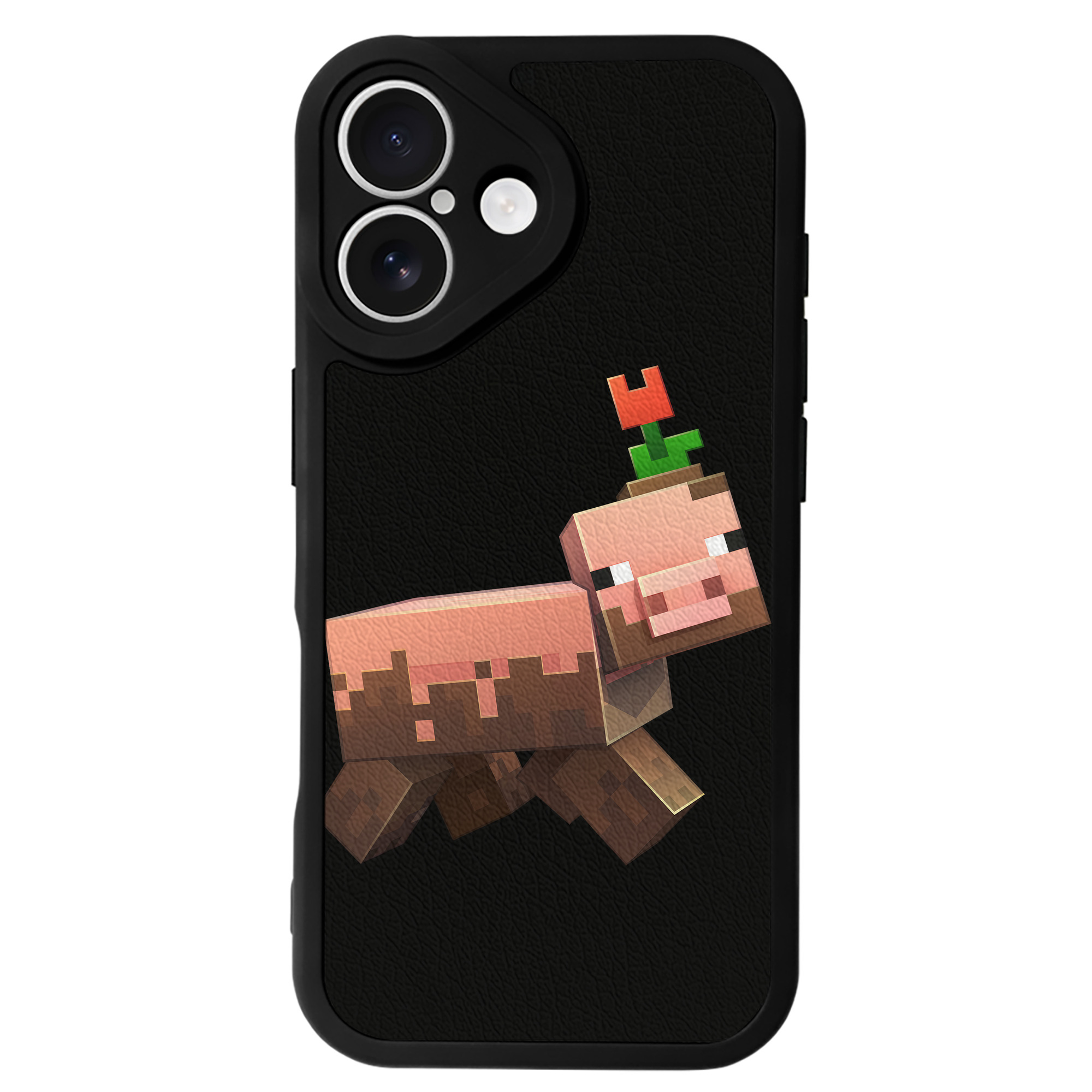 （画像用） マインクラフト ブロックの世界 Minecraft MC Block world 【iPhone 16シリーズ対応】シリコンスマホケース（レザー調） 材質：シリコン